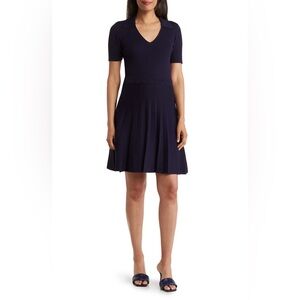 Eliza J Johnny Collar Fit and Flare Dress